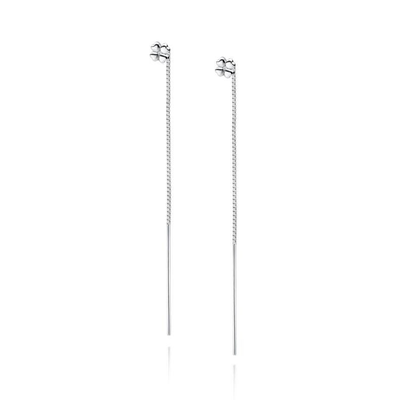 Cercei argint lungi cu lant si trifoi cu 4 foi DiAmanti Z1691EPR-DIA (Argint 925‰ 1,2 g.)